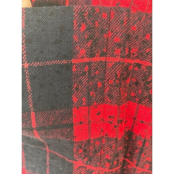 JS Scherrer Vintage Womens Pencil Skirt Size Large Black Red Plaid Wool Paris - Picture 8 of 14